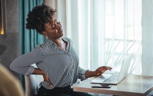 Woman with back pain.