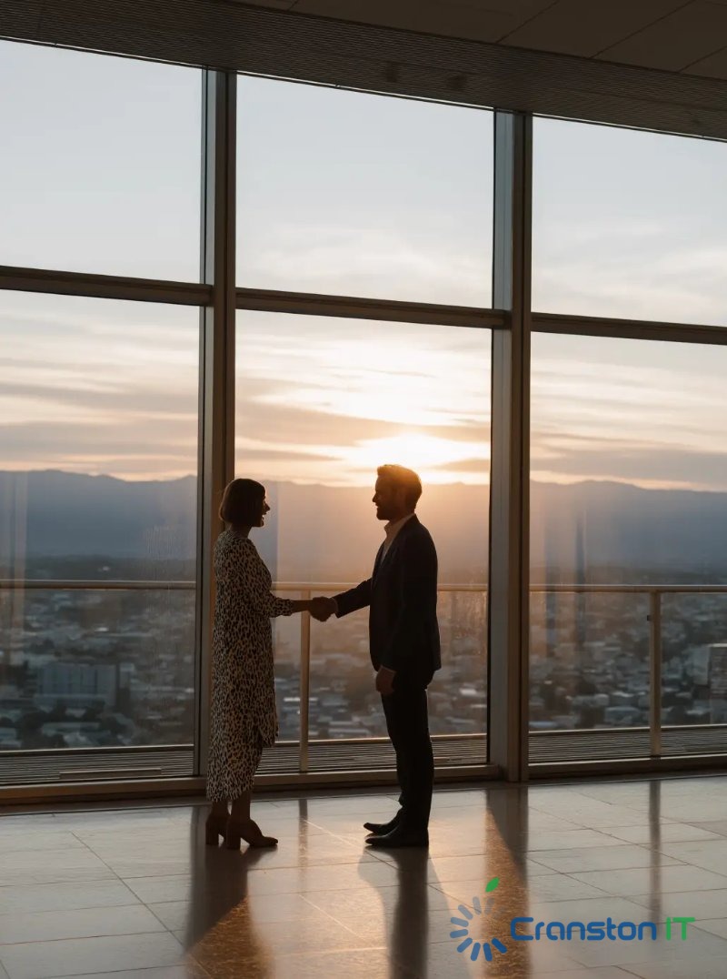 Illustration depicting vCISO providing proactive oversight for enhanced business security and risk management.